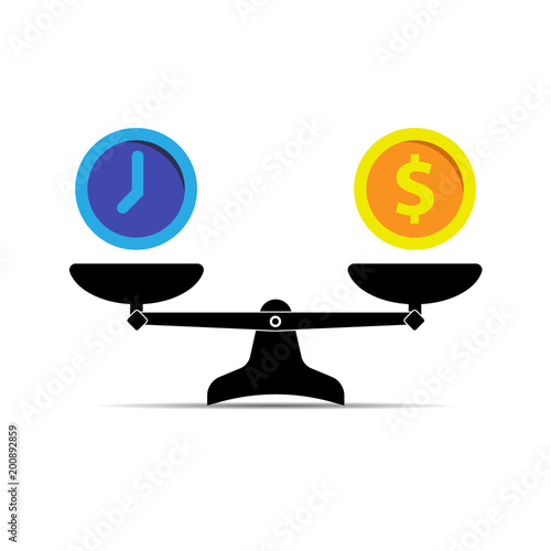 money and time balance. scale icon. vector illustration