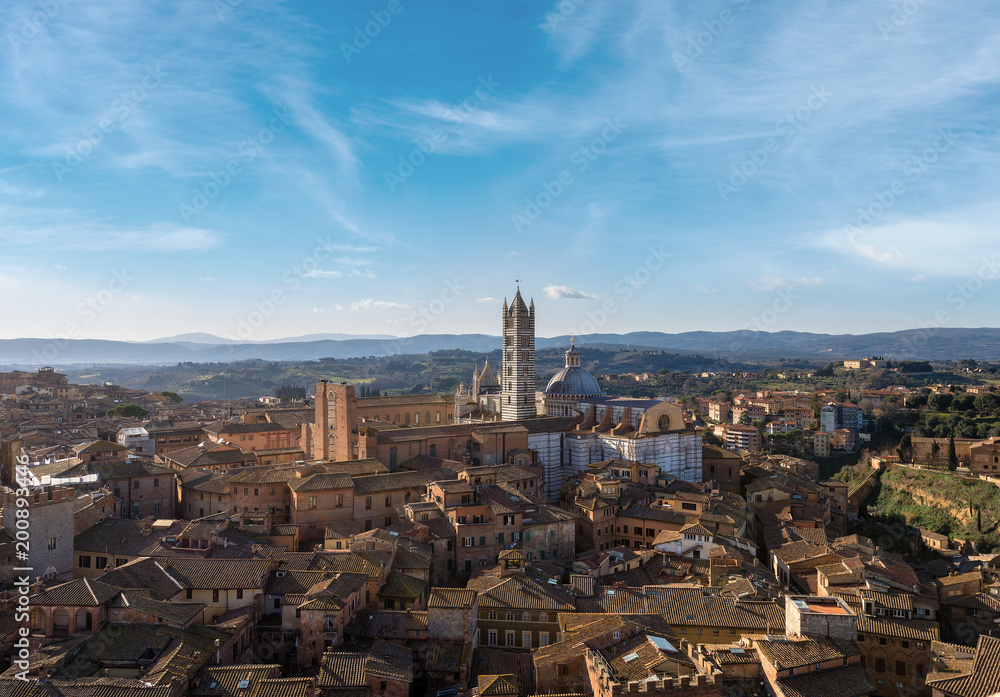 Aerial view of Siena with the Cathedral - Italy