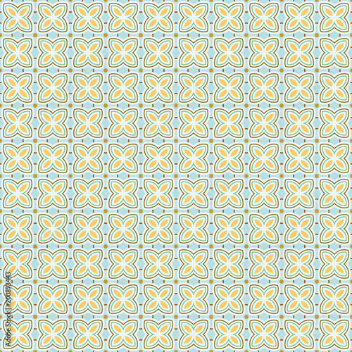 Ancient Geometric pattern in repeat. Fabric print. Seamless background  mosaic ornament  ethnic style.