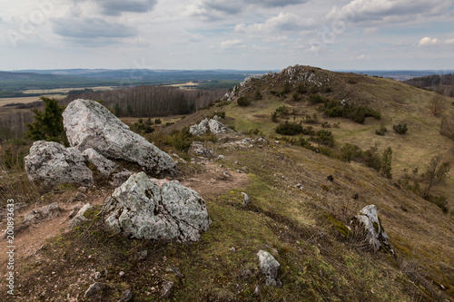 View from Miedzianka peak in Swietokrzyskie Mountains near Kielce, Poland