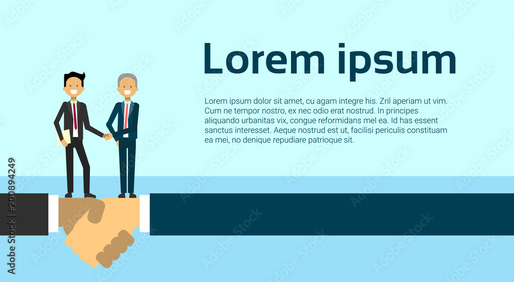 Handshake Two Business Men Shaking Hands Agreement And Partnership Concept Flat Vector Illustration Handshake Two Business Men Shaking Hands Agreement And Partnership Concept Flat Vector Illustration