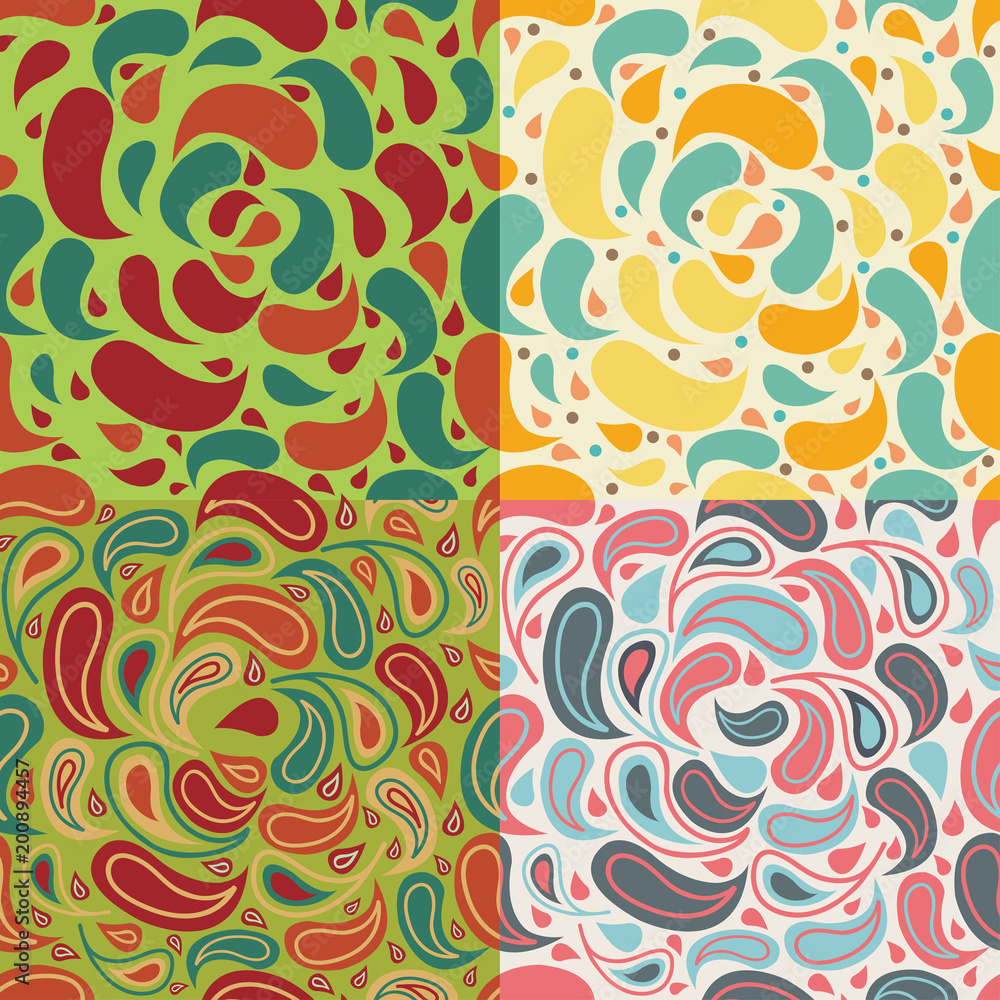 abstract seamless pattern . Set of four illustrations