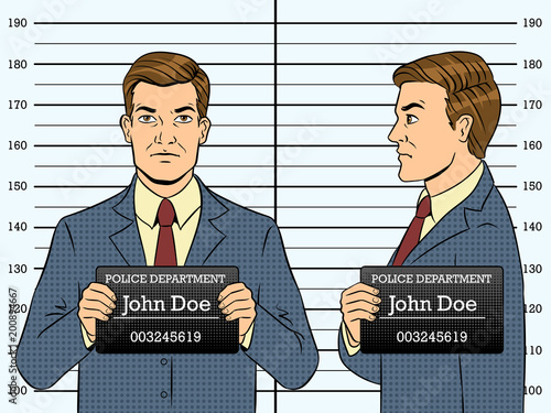 Arrested man photo in police pop art vector