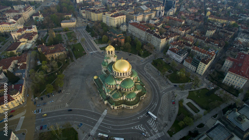 Aerial view of Alexander Nevsky cathedral, Sofia, Bulgaria