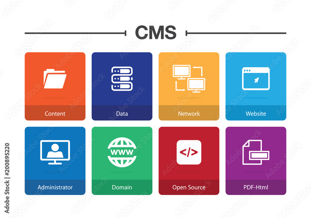 Content Management System Infographic Icon Set Content Management System Infographic Icon Set
