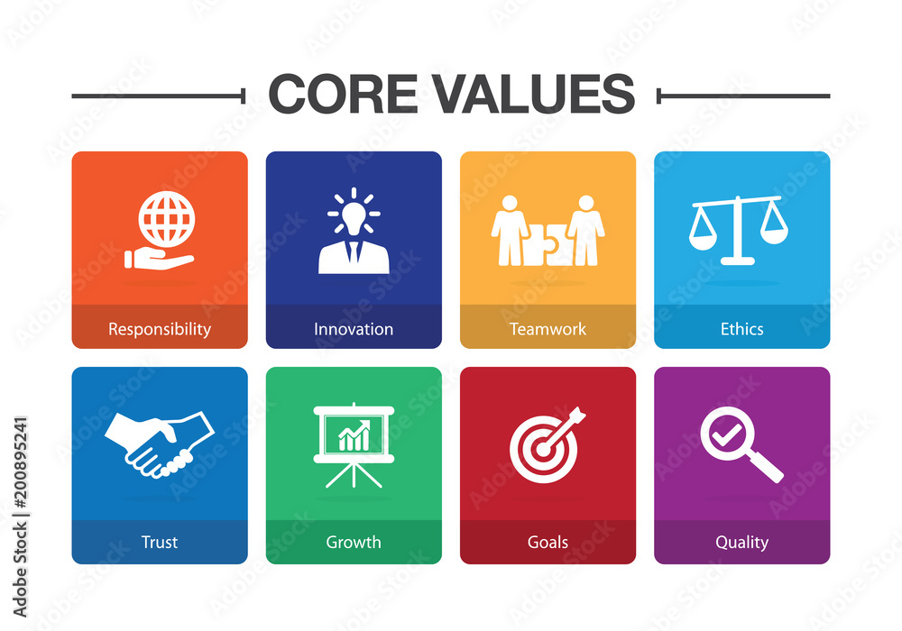 Core Values Infographic Icon Set Core Values Infographic Icon Set