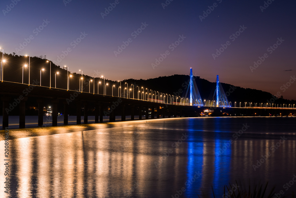 Anita Garibaldi bridge at dusk and illuminated