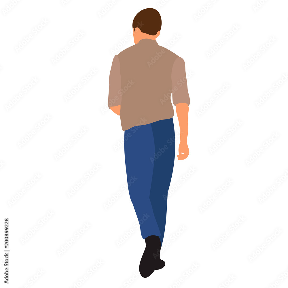 isolated silhouette in color clothes guy is walking isolated silhouette in color clothes guy is walking