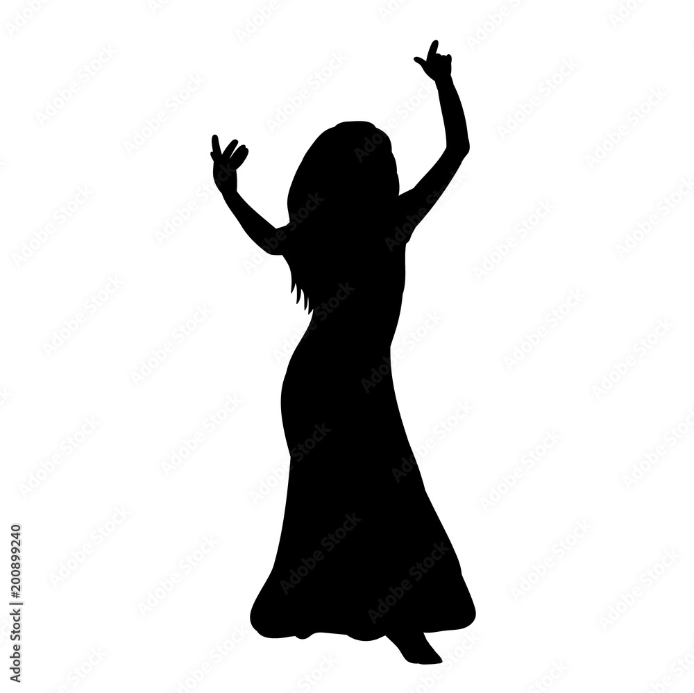 vector, icon, isolated silhouette girl dancing