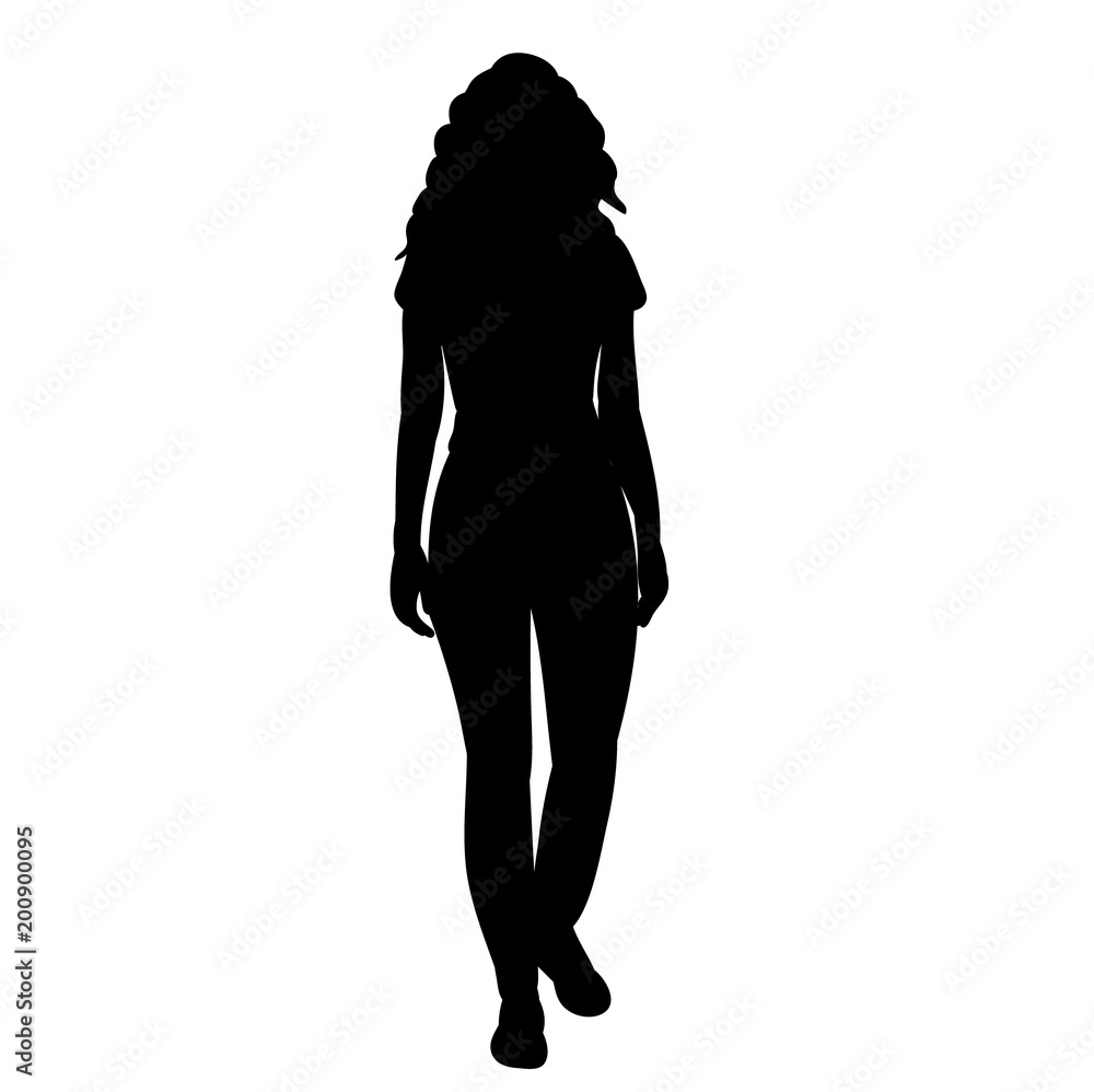 vector, icon, isolated silhouette girl