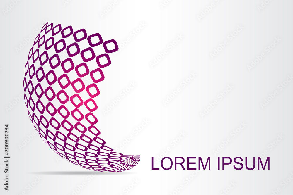 Abstract technology logo stylized spherical surface with abstract shapes. Abstract technology logo stylized spherical surface with abstract shapes.
