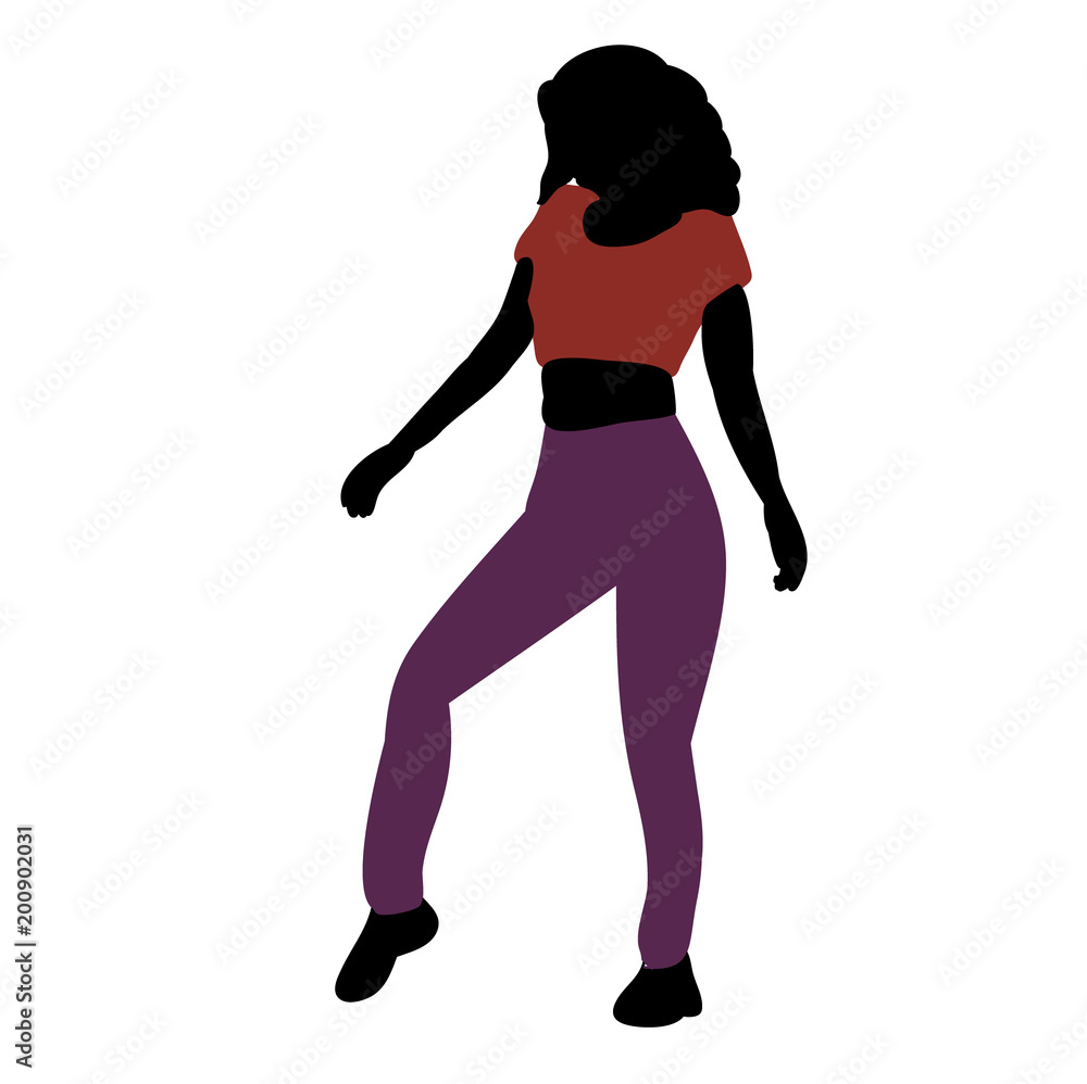 silhouette in color clothes girl dancing silhouette in color clothes girl dancing
