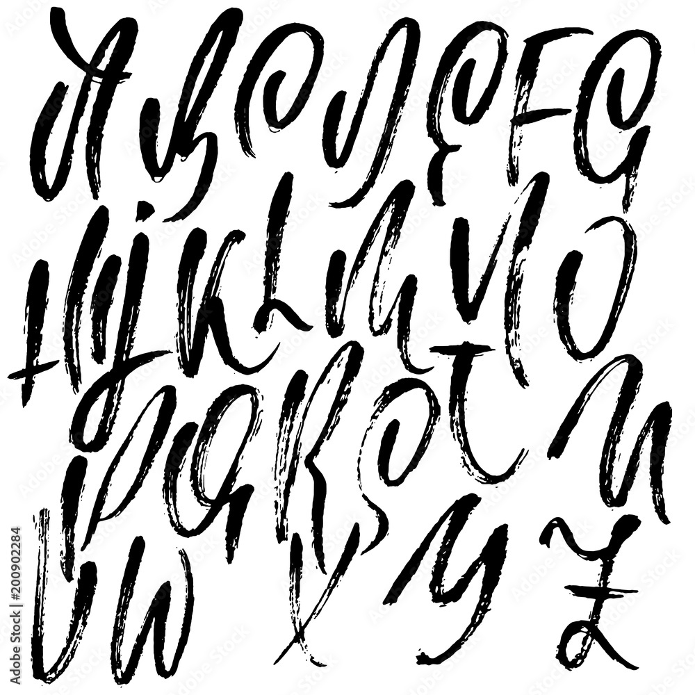Handdrawn dry brush font. Modern brush lettering. Grunge style alphabet. Vector illustration. Handdrawn dry brush font. Modern brush lettering. Grunge style alphabet. Vector illustration.