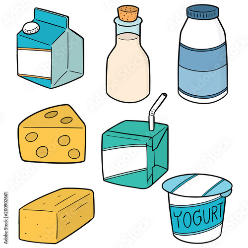 vector set of milk product