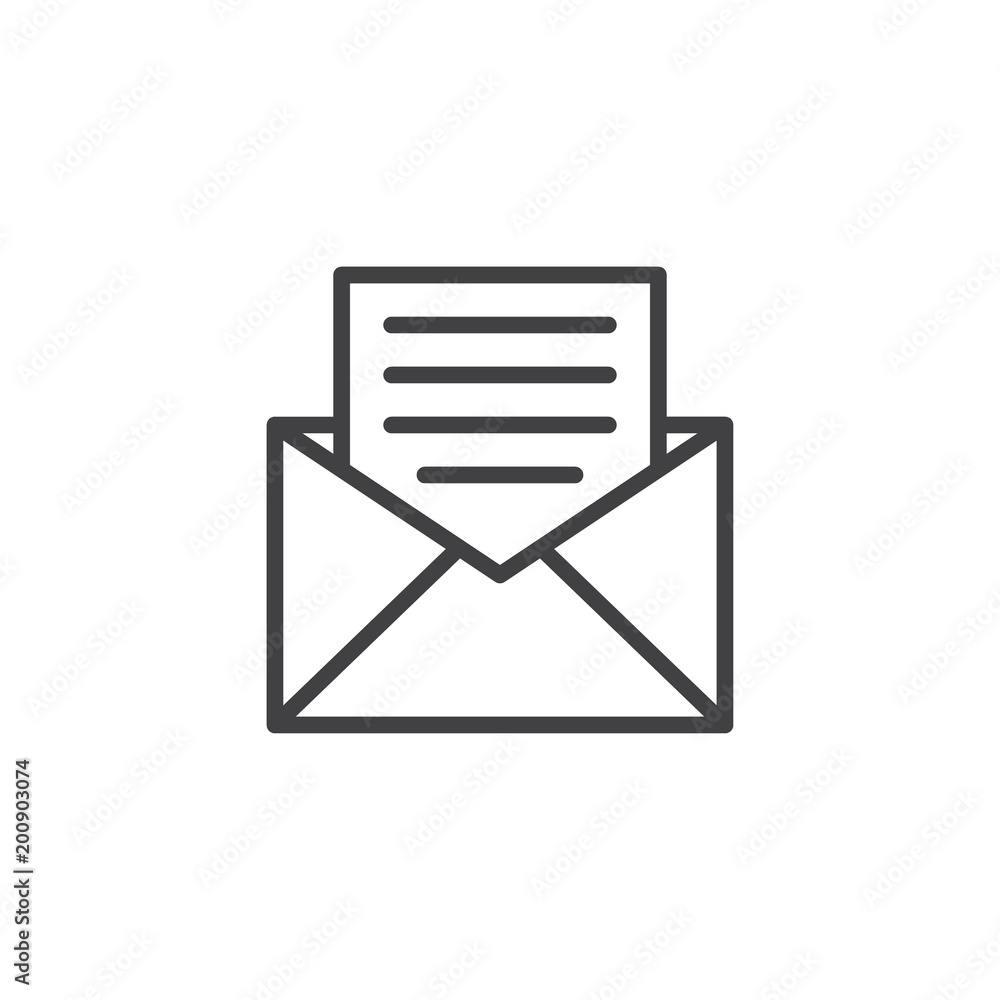 Opened envelope with letter outline icon. linear style sign for mobile concept and web design. Receive mail simple line vector icon. Symbol, logo illustration. Pixel perfect vector graphics Opened envelope with letter outline icon. linear style sign for mobile concept and web design. Receive mail simple line vector icon. Symbol, logo illustration. Pixel perfect vector graphics