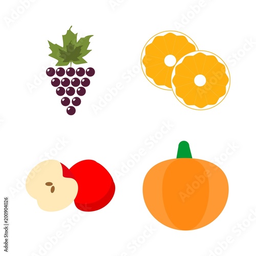 icons about Food with red, grape, big, orange and berry