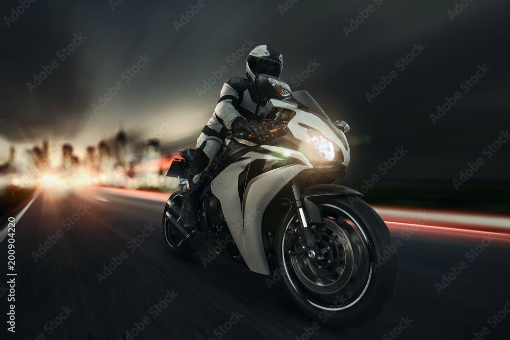 fast motorbike at night