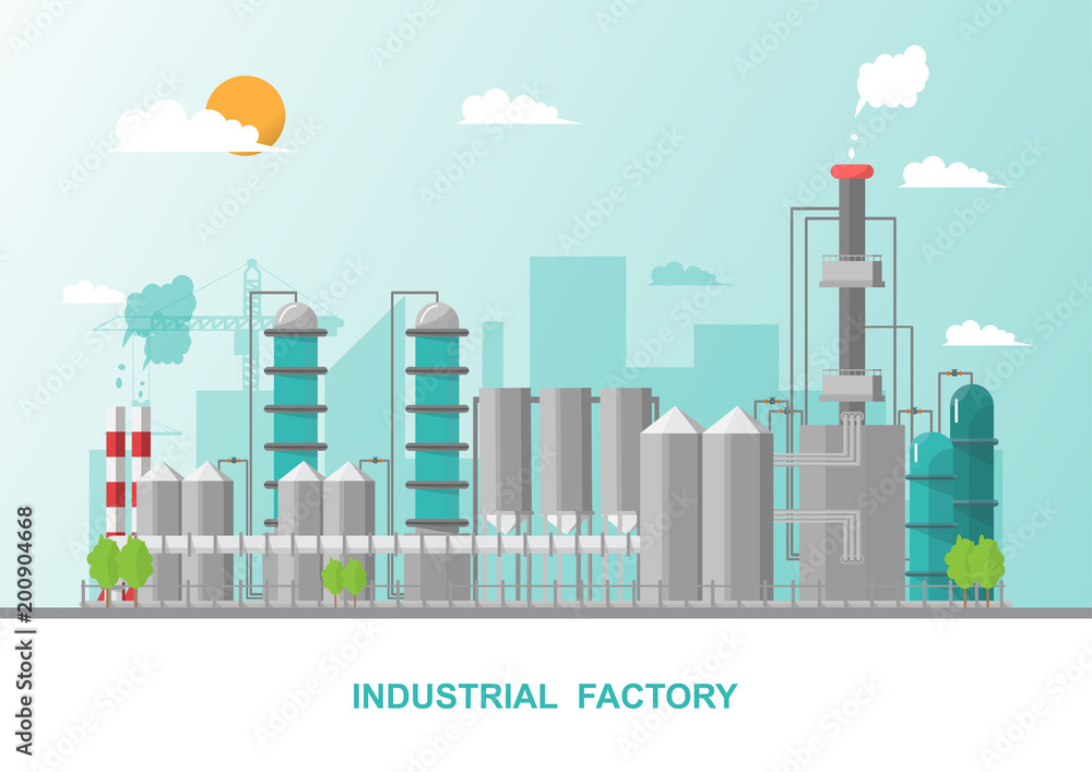 Industrial factory in a flat style.Vector and illustration of manufacturing building