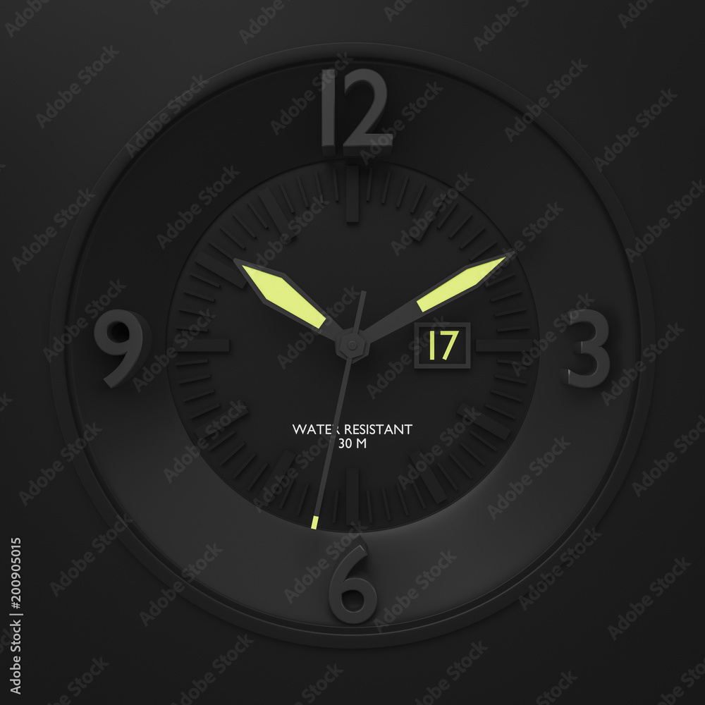 a typical black watch face a typical black watch face