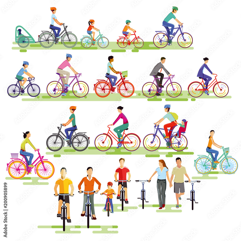 Fototapeta premium große Gruppe von Radfahrern, illustration