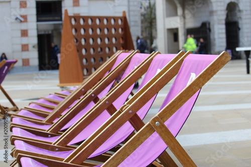 Purple Deckchairs in Paternoster Square in London