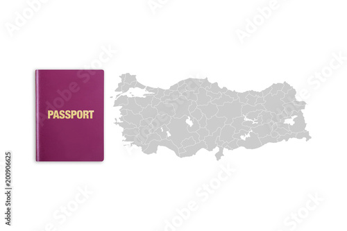 Turkish Passport with Turkey Map