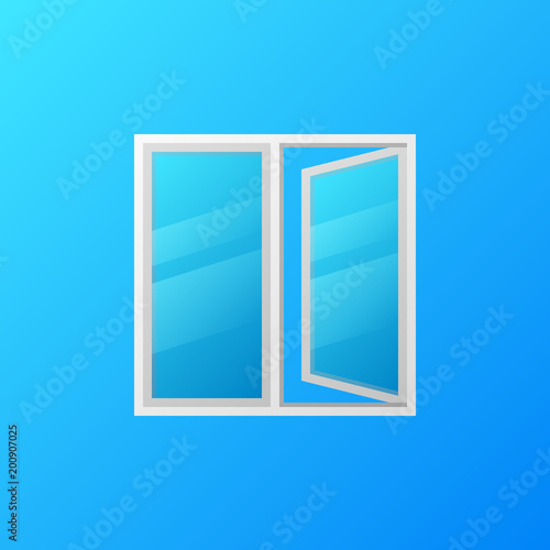 Modern plastic window with blue glass vector concept icon