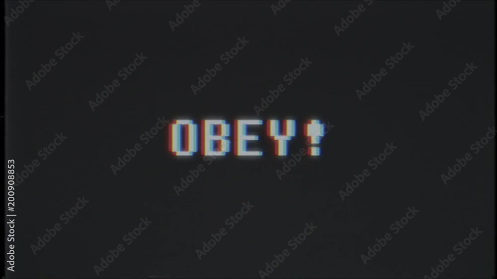 retro videogame OBEY text computer old tv glitch interference noise screen animation seamless loop New quality universal vintage motion dynamic animated background colorful joyful video retro videogame OBEY text computer old tv glitch interference noise screen animation seamless loop New quality universal vintage motion dynamic animated background colorful joyful video