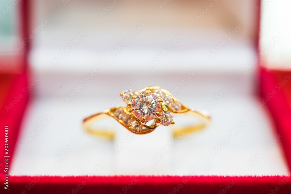 Diamond gold ring and white background Diamond gold ring and white background