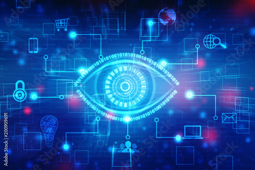 Biometric screening eye, Digital eye, Security concept, cyber security Concept