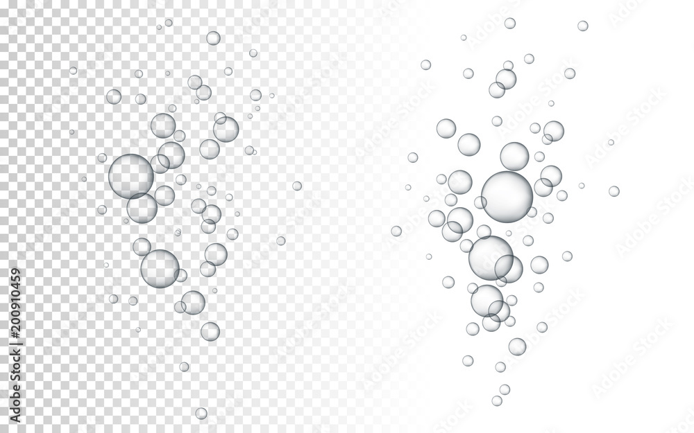 Water bubbles Vector illustration. Abstract Bubbles. White transparent background with bubbles - obrazy, fototapety, plakaty 