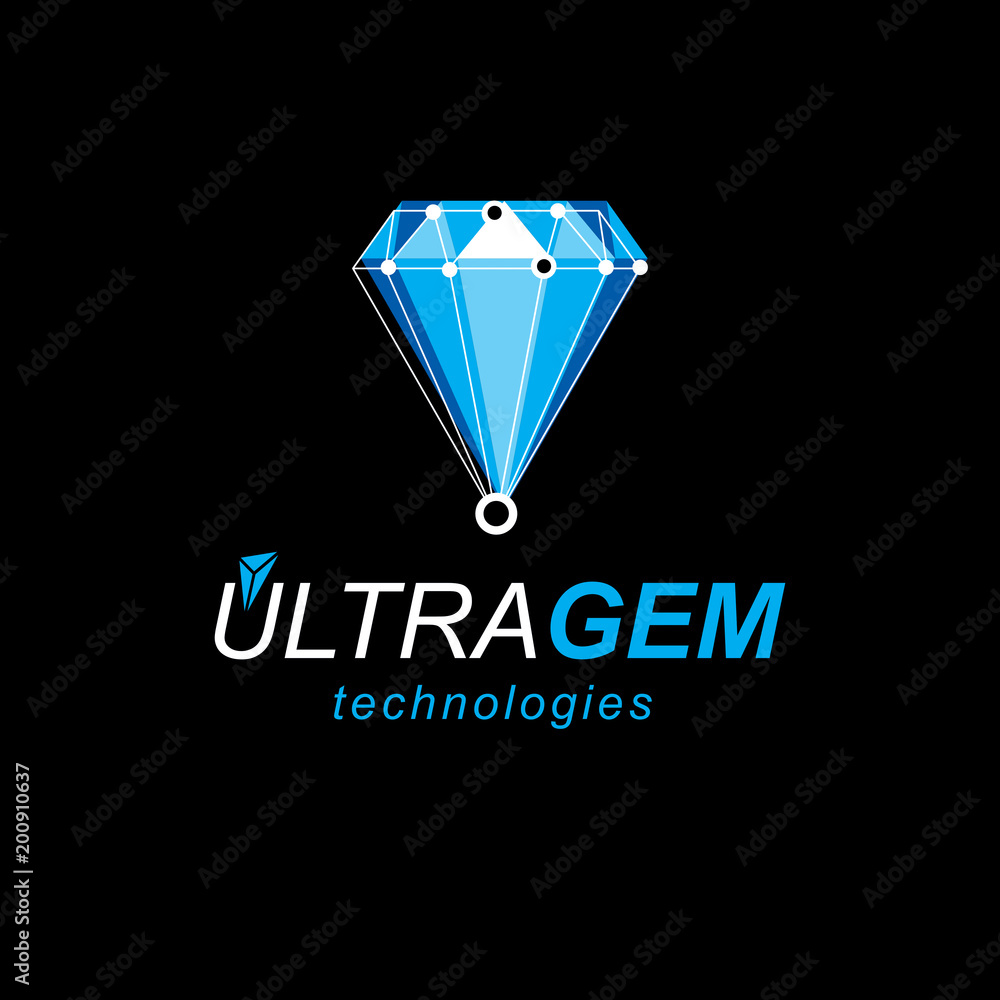 New technology emblem. Abstract geometric 3D wireframe object, vector illustration. New technology emblem. Abstract geometric 3D wireframe object, vector illustration.