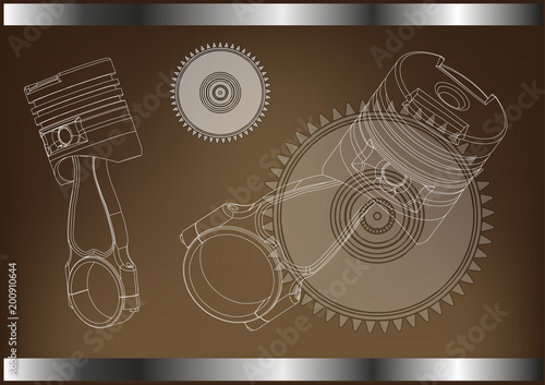 3d model of piston and gear