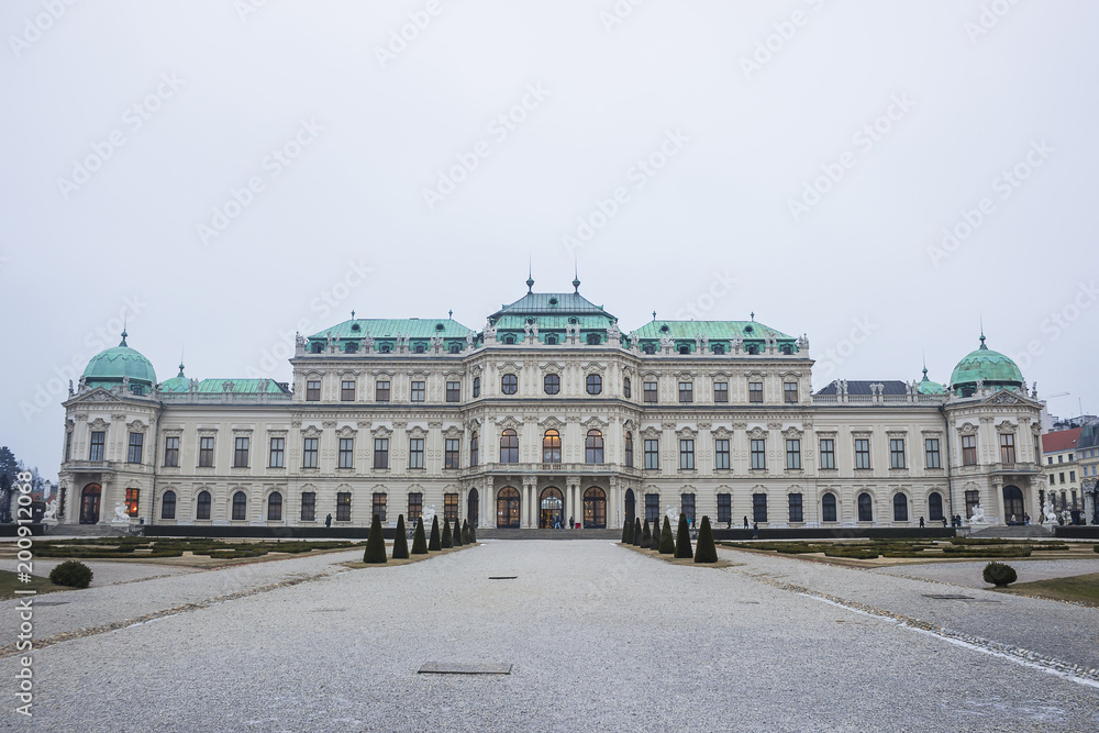 Belvedere Palace in Vienna on cold winter day