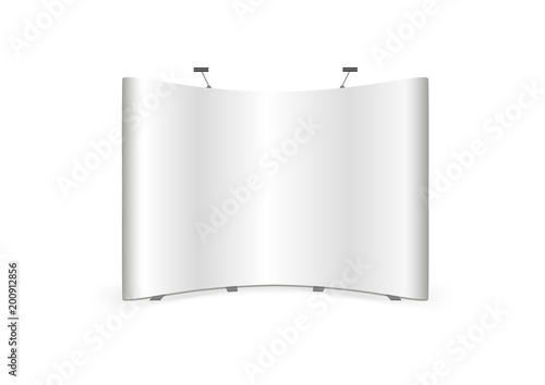 Vector Curved Fabric Tension Pop Up Trade Show Stand isolated on white background