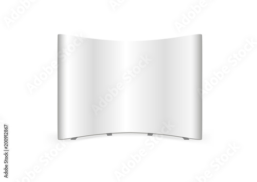 Vector Curved Fabric Tension Pop Up Trade Show Stand isolated on white background