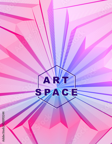 Vector illusive surreal art background for design like a hallucination drug trip surrealism, linear 3d trend. Fantastic psychedelic trendy modern op art, optical dimensional illusion.