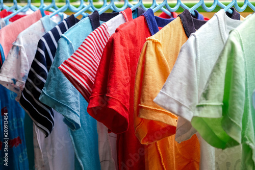 dry colorful clothes in the sun