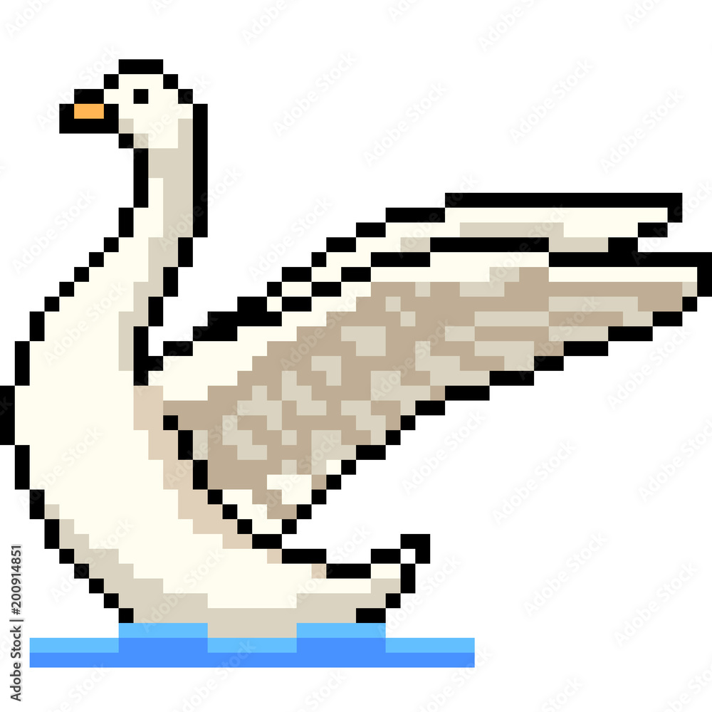 vector pixel art swan