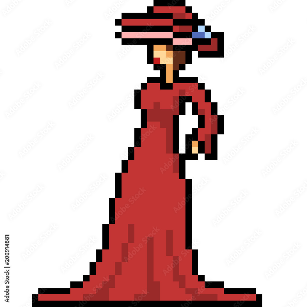 Fototapeta premium vector pixel art fashion dress woman