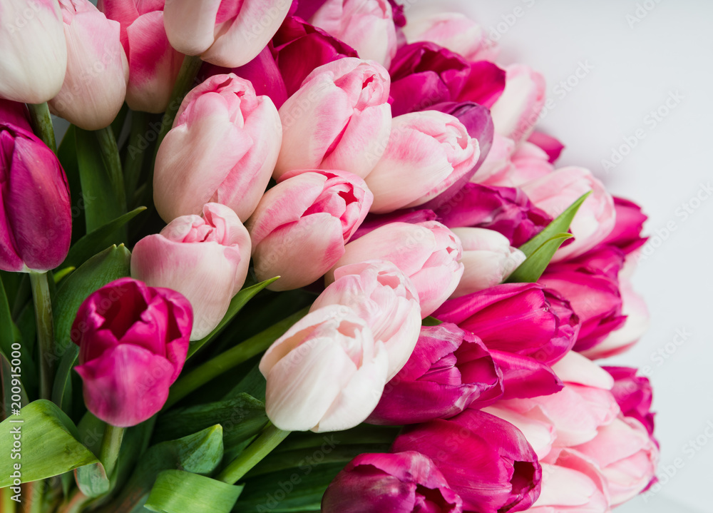 Fototapeta premium bouquet of pink tulips