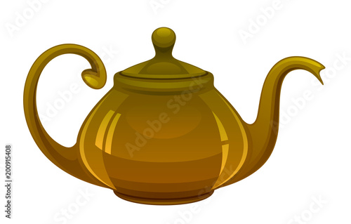 Brown kettle on a white background