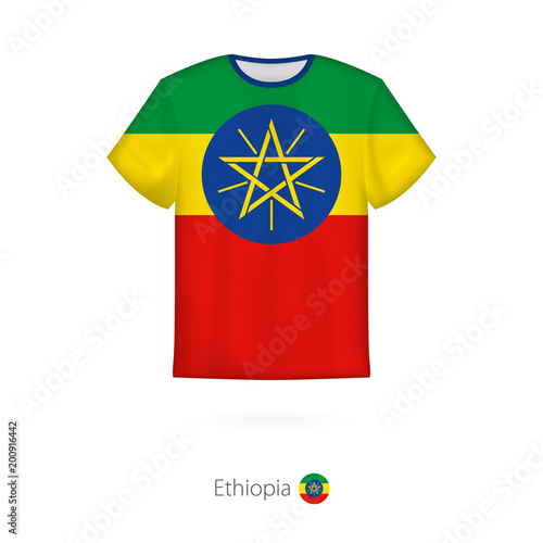 T-shirt design with flag of Ethiopia.
