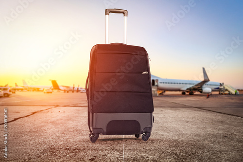 Suitcase and travel time of airplane 