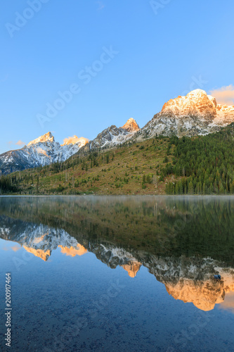 Scenic Autumn Tetons Reflection in String Lake