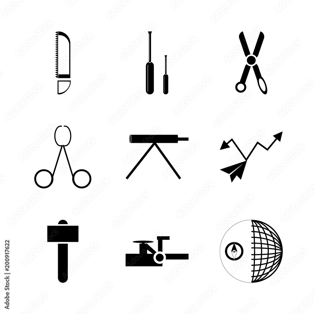 Fototapeta premium icon Instruments And Tools with cut, focus, work tool, metal and carpentry