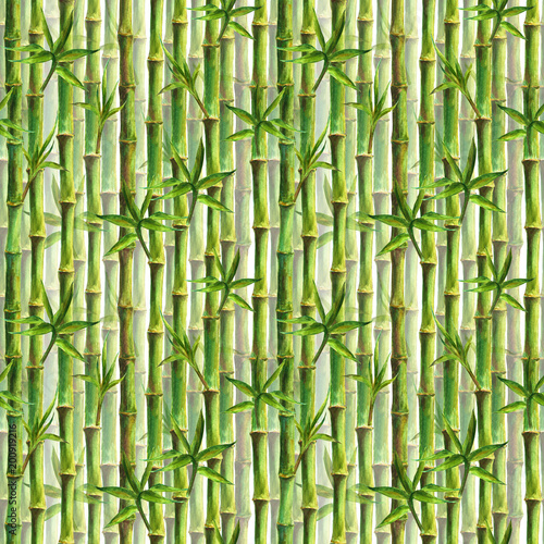 Green bamboo forest seamless pattern