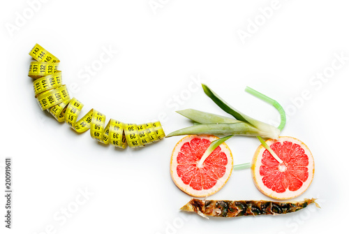 Fat burning cocktail. Pineapple and grapefruit. Concept photo