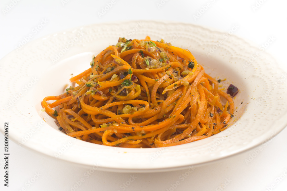 Carrot Spaghetti with pesto