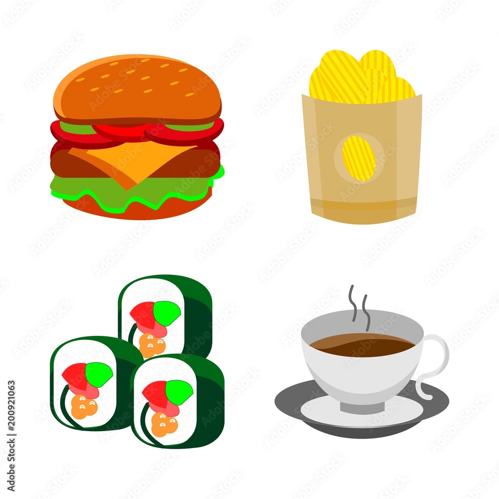 icons about Food with sushi, cookies, dinner, cup and drink icons about Food with sushi, cookies, dinner, cup and drink